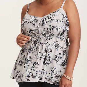 Torrid Gray/Blue Floral Ruffle Baby Doll Size 4